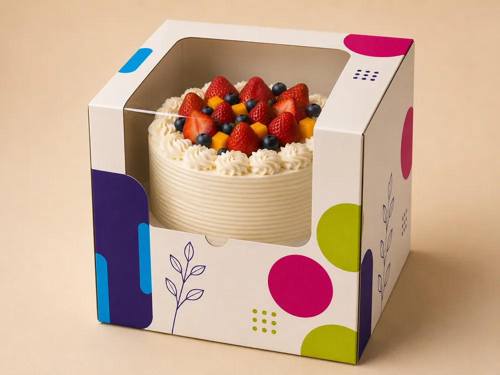 4 lb Cake Box — 12 x 12 x 5 inch Food-grade SBS/Ivory