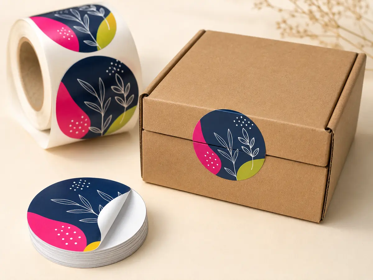 Circle Stickers in vinyl, paper and clear
